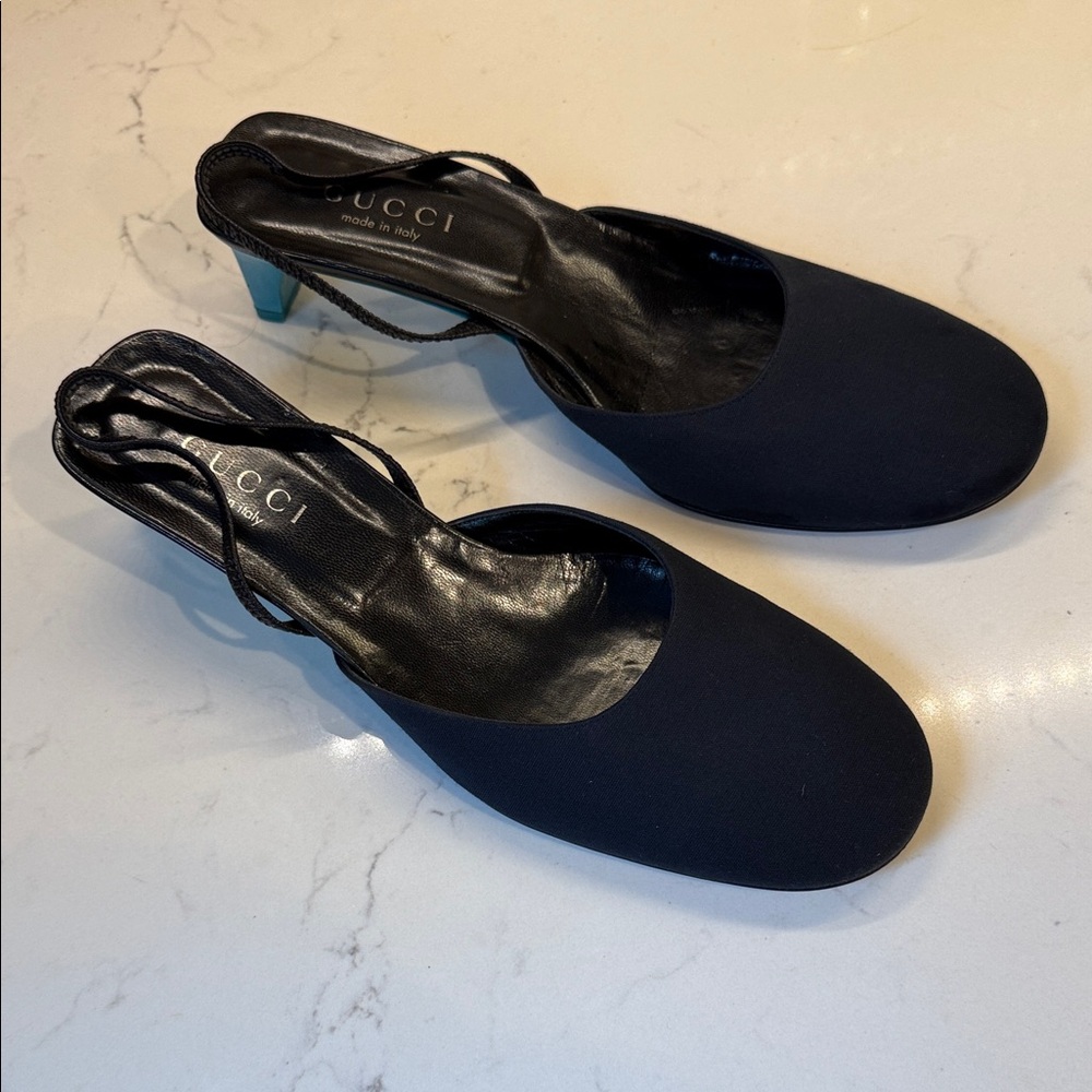 VINTAGE Authentic Gucci Women's Black Slingback Heels